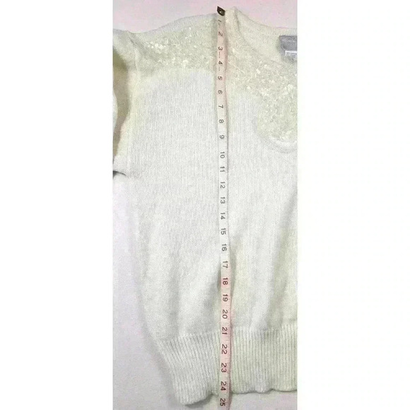 Vintage Joyce Regency Collection 80's White Metallic Sequin Bling Party Sweater - Picture 7 of 7